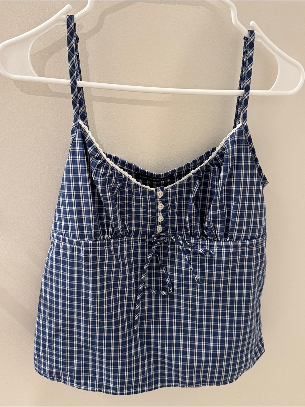 Brandy Melville Navy Plaid Top